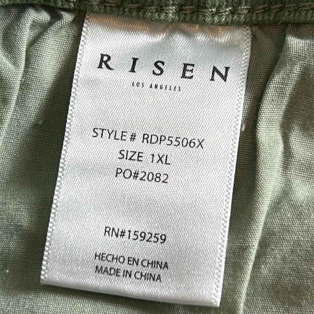 Risen Wide Leg Cropped Jeans Tummy Control in Olive Size 1XL